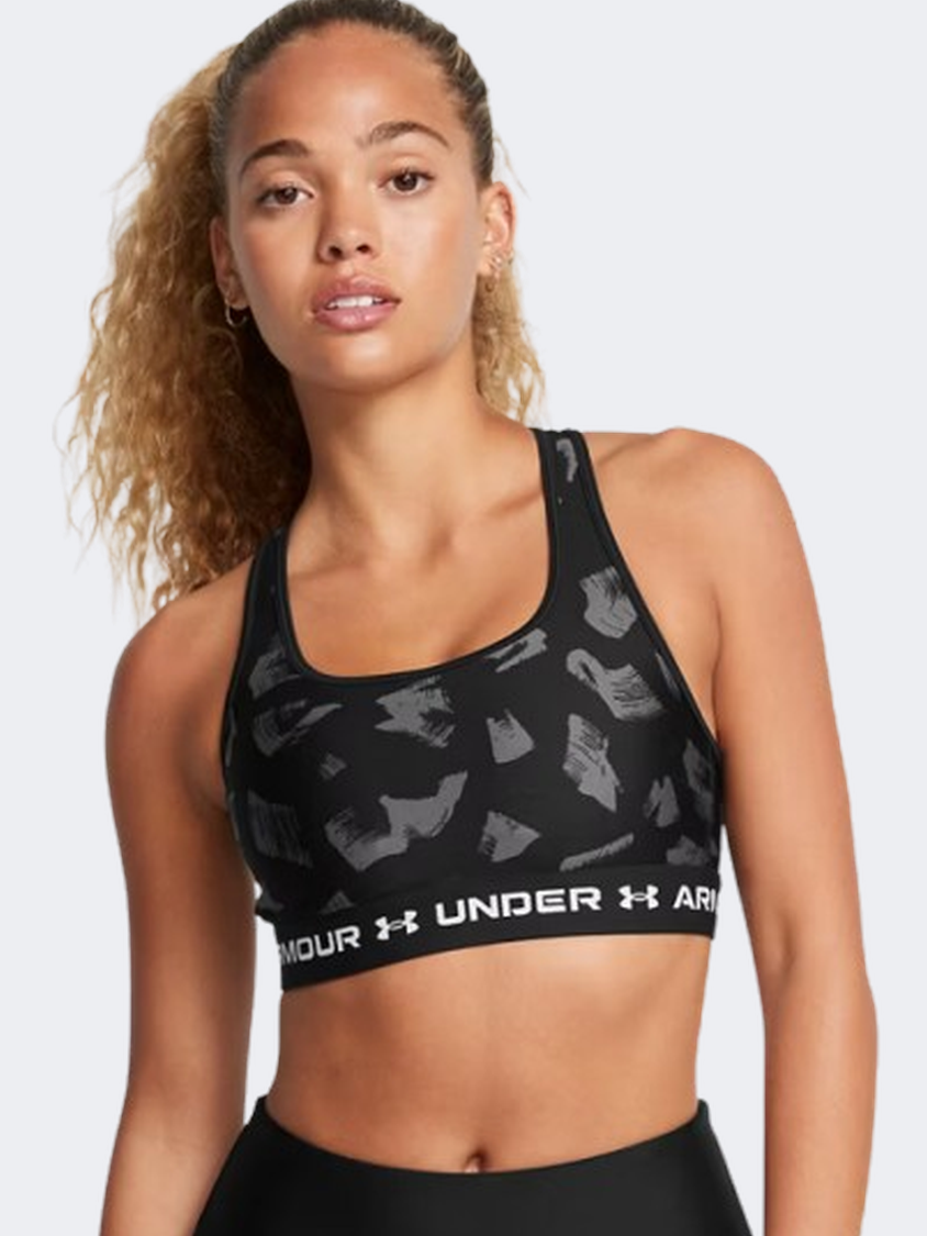 Under Armour Crossback Mid Print Women Training Bra Black/Anthracite
