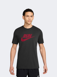 تيشيرت Nike رجالي Dri-FIT للجري Swoosh أسود كريمسون