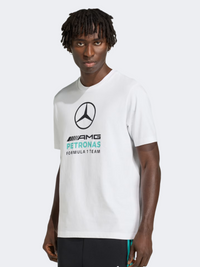 تيشيرت سباق سيارات رجالي Adidas Mercedes - Amg Petronas Formula 1 Team Dna Graphic أبيض