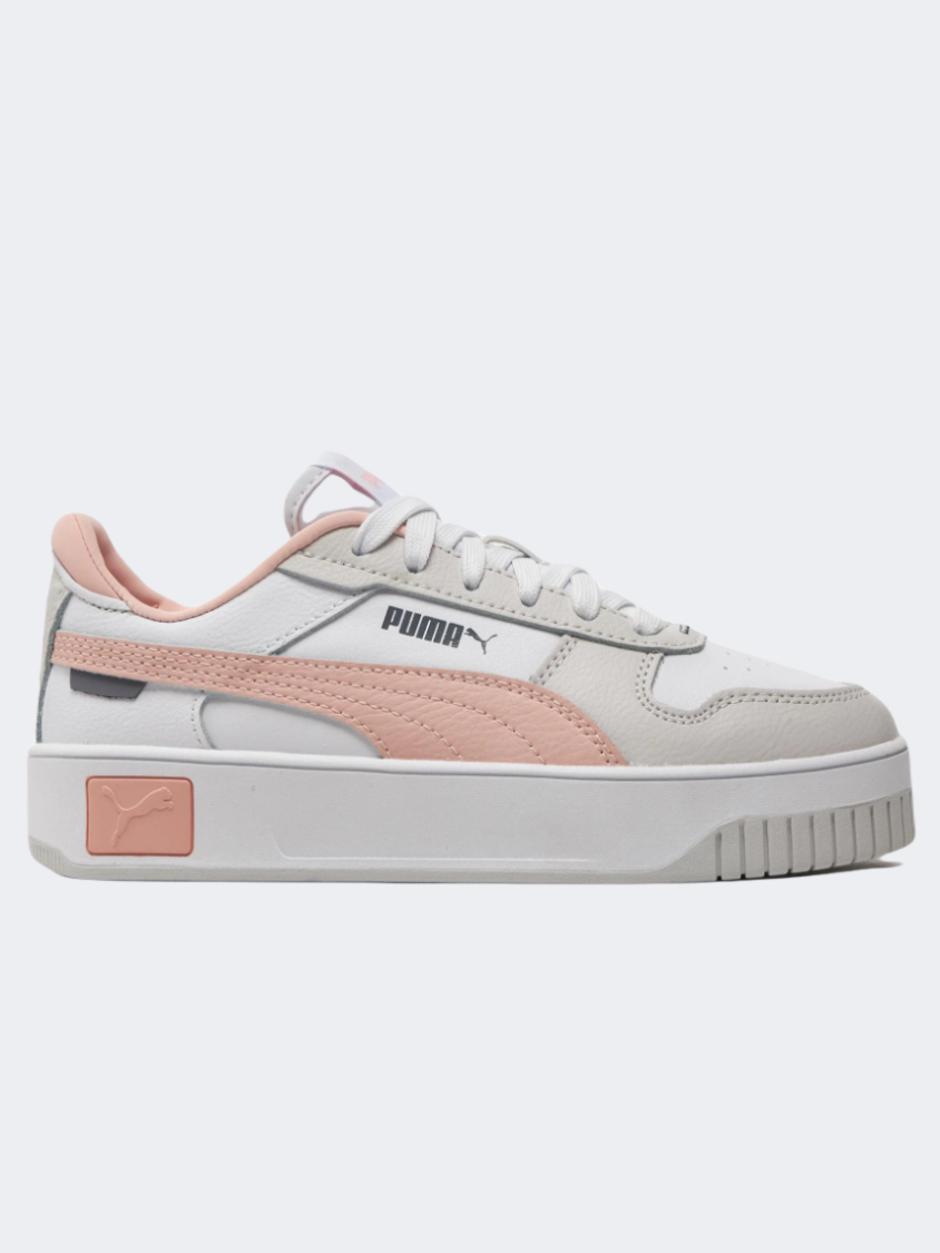 حذاء حياة الشارع للأطفال من Puma Carina Street Jr Gs للبنات أبيض/وردي/رمادي