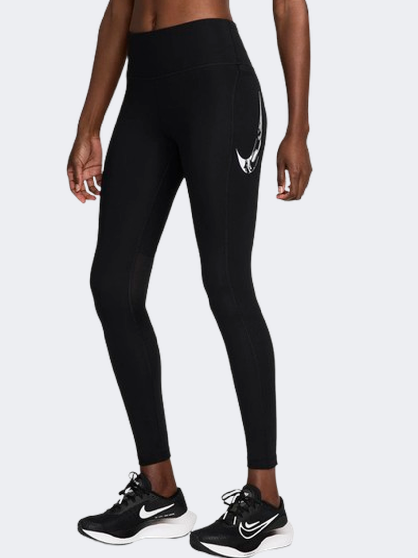 Nike Df Fast Mid Rise Women Running Tight Black/White
