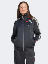 جاكيت نسائي مطبوع من Adidas Floral Firebird Original أسود