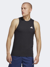 Adidas Essentials Feelready قميص تدريب رجالي بدون أكمام أسود/أبيض