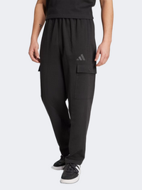 بنطال رجالي رياضي فضفاض Adidas All Szn French Terry Cargo مفتوح الحافة بلون أسود