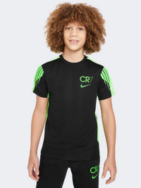 تيشيرت كرة قدم أولاد Nike Cr7 Academy 23 أسود/جرين سترايك