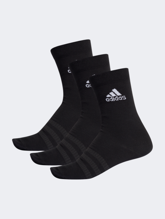Adidas Light 3 Pack Unisex Training Sock Black