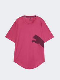 تيشيرت تدريب نسائي Puma Train All Day Big Cat وردي Garnet