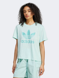 Adidas Adicolor Trefoil Boxy Women Original T-Shirt Semi Flash Aqua