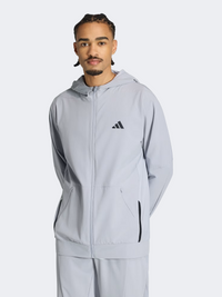 هودي تدريبي رجالي بسحاب كامل Adidas D4T Hybrid هالو سيلفر