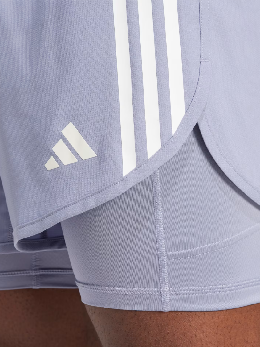 Adidas Own The Run Essentials 3 Stripes 2 In 1 Men Running Short Silver/Violet