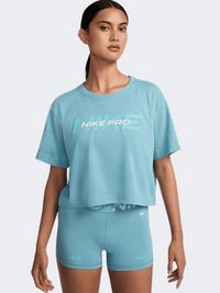 تيشيرت تدريب نسائي Nike Pro Fa24 تركواز جينز