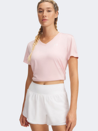 تي شيرت تدريب نسائي من Under Armour موديل Tech Twist باللون الوردي الأساسي/الأبيض