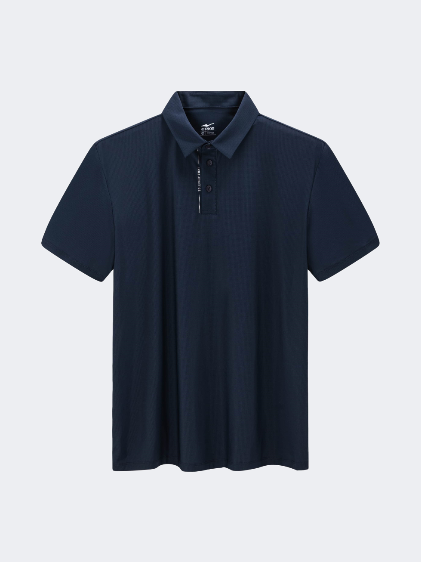 Erke Men Tennis Polo Short Sleeve Dark Blue