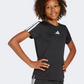 Adidas Training Essentials 3 Stripes Kids-Girls Sportswear T-Shirt Black/White