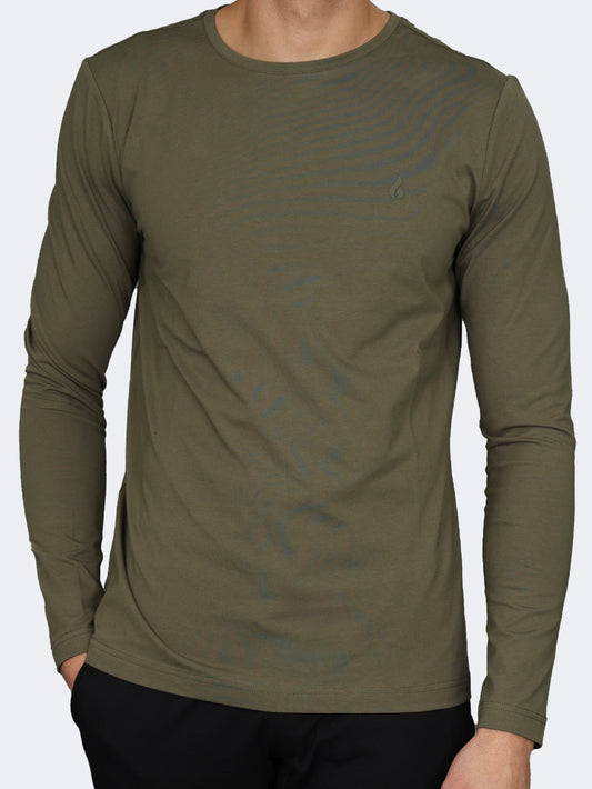 Oil And Gaz Classic Men Lifestyle R.Neck Long Sleeve Olive