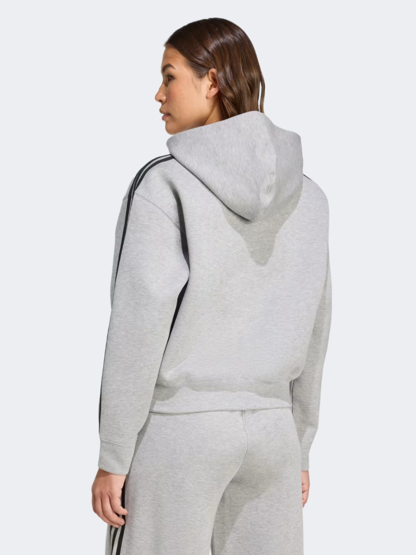 Adidas Adicolor 3-Stripes Spacer Full-Zip Women Originals Hoody Medium Grey Heather