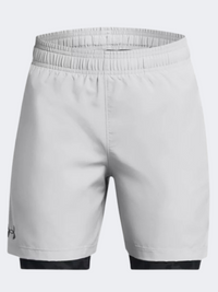 شورت تدريب أولاد Under Armour Woven 2 In 1 مود جراي/أسود