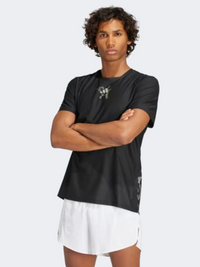 تيشيرت Adidas Ultimate Ub Graphic رجالي للجري بلون أسود/رمادي