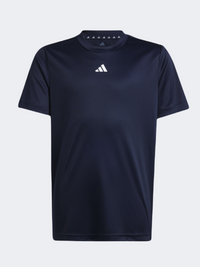 تي شيرت رياضي للأولاد بشعار أديداس الأساسي لون أسود/أبيض