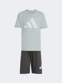 طقم ملابس رياضية للأولاد الصغار من Adidas إسينشالز بلون وندر سيج/أبيض