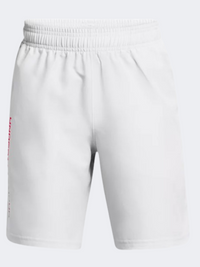 Under Armour Tech Woven Woodmark شورت تدريب أولاد رمادي ميلانج/أحمر