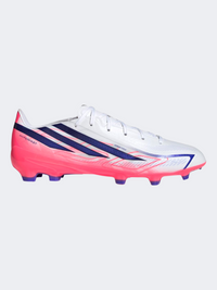 Adidas F50 Hyperfast League أحذية كرة قدم للرجال أرضية صلبة أبيض/بنفسجي