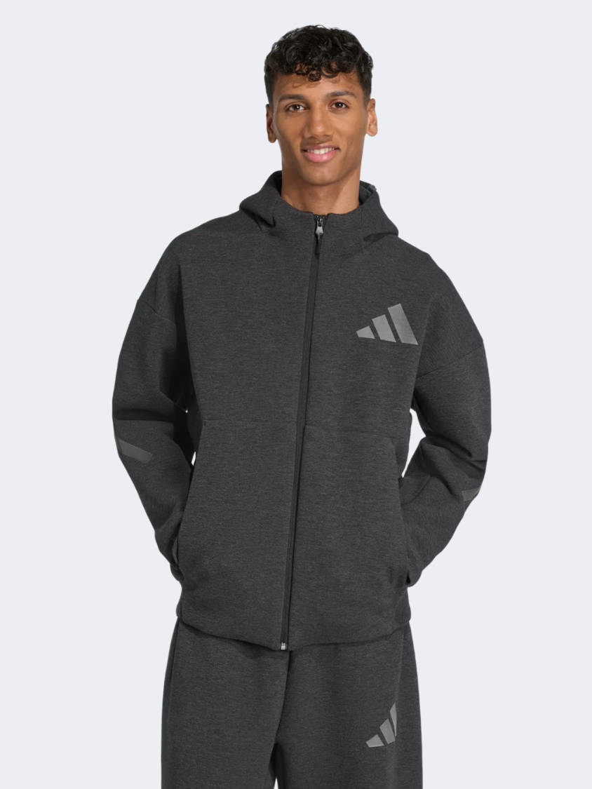 Adidas Z.N.E. Premium Full-Zip Men Sportswear Hoody Black Melange