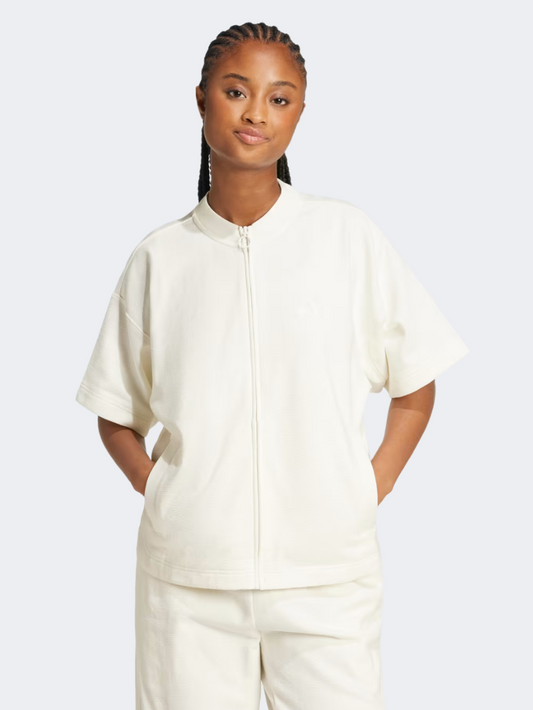 Adidas All Szn Cloud Jersey Full-Zip Women Sportswear Shirt Off White