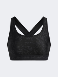 حمالة صدر تدريب نسائية Under Armour Crossback Mid Printed أسود/أنثراسيت