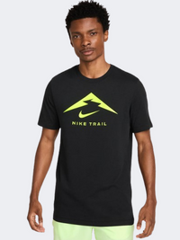 Nike Trail Logo Men Running T-Shirt Black/Volt