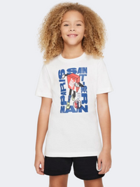 تيشيرت كرة قدم أولاد Nike Psg Boxy Character أبيض/أزرق/أحمر