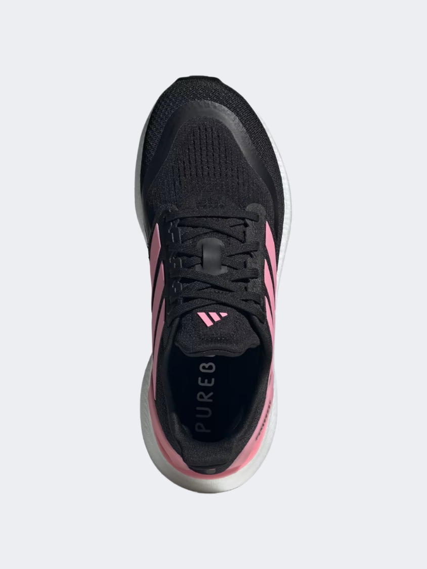 Adidas Pureboost 5 حذاء جري نسائي أسود/وردي/أبيض