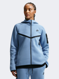 هودي لايف ستايل نسائي بسحاب كامل Nike Sportswear Tech Fleece Windrunner بلون أزرق/أسود
