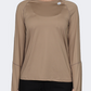 Oil And Gaz Round Neck Women Fitness Long Sleeve  Beige