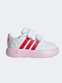 Adidas بريكنيت 2 أحذية رياضية للبنات الرضع أبيض/قرمزي/وردي