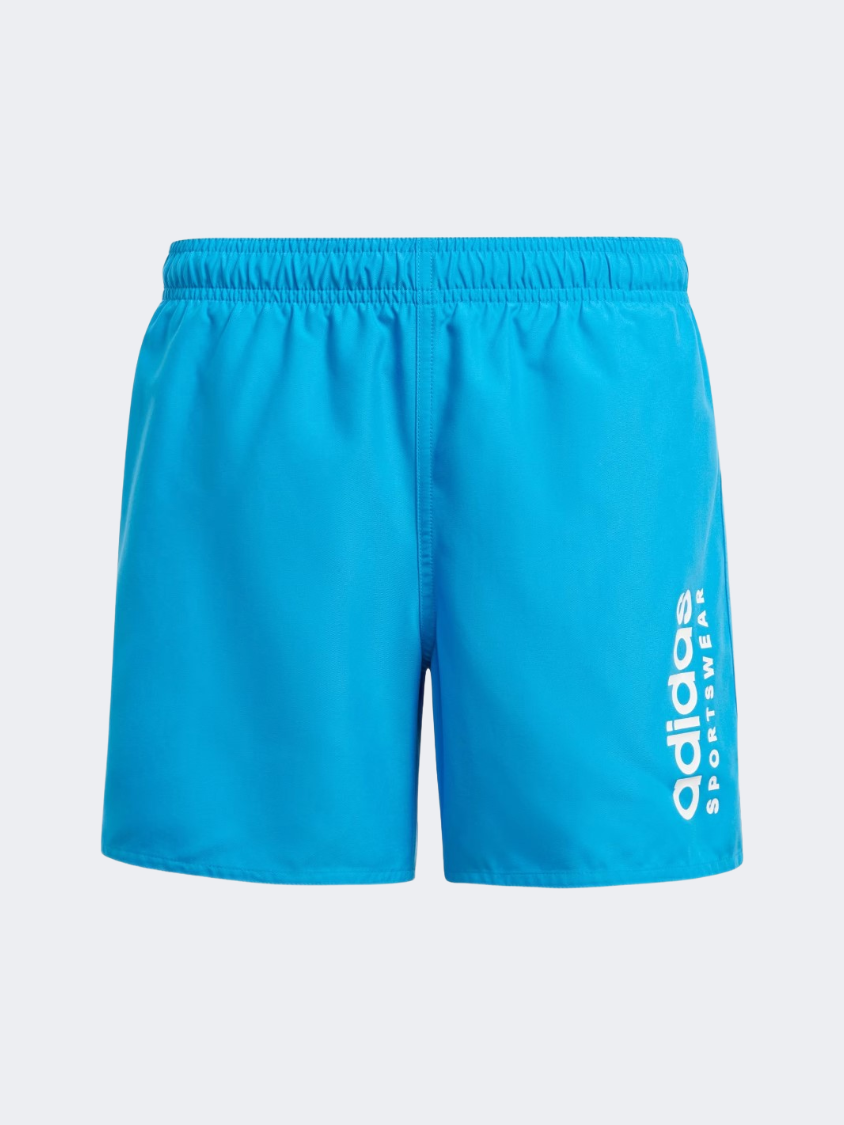 شورت سباحة كلاسيكي للأولاد الصغار بشعار Adidas Essentials أزرق