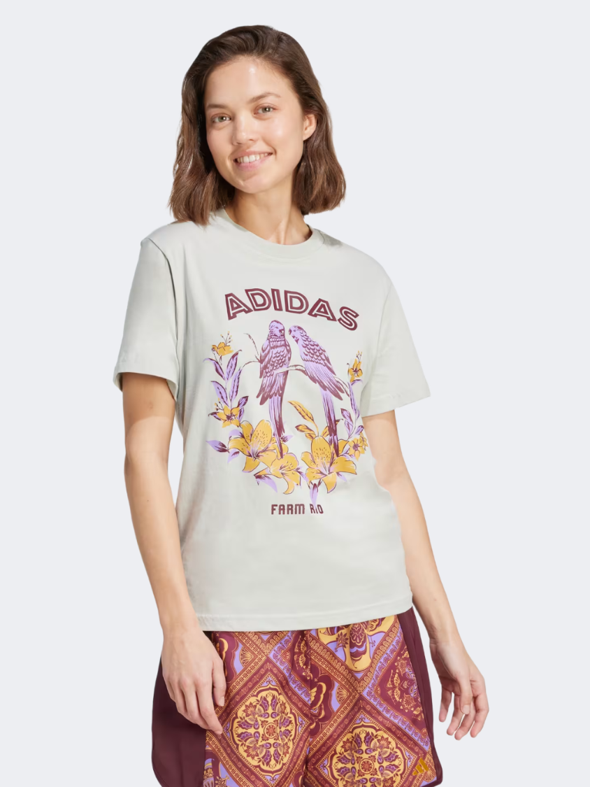Adidas X Farm Graphic Women Sportswear T-Shirt Ash Silver