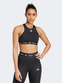 أديداس تكفيت صدرية تدريب نسائية برقبة عالية ودعم متوسط باللون الأسود