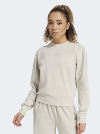 سويت شيرت تدريب نسائي Adidas D4T Knit Crew بيج