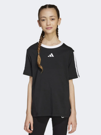 أديداس الأساسية قميص رياضي للبنات الصغار أسود/أبيض