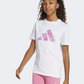 Adidas Animal-Print Graphic Kids-Girls Sportswear T-Shirt White