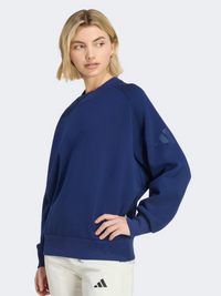 Adidas Soft Lux Loose Women Sportswear Sweatshirt Dark Blue