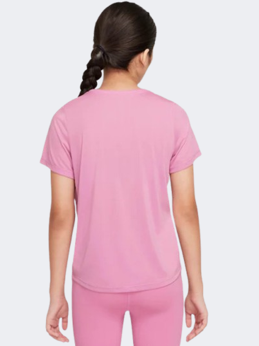 Nike Df One Fitted Girls Training T-Shirt Flamingo/White