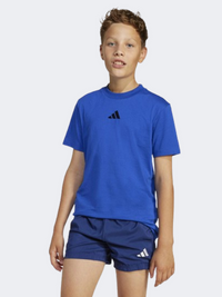 Adidas إسينشالز تيشيرت رياضي أولاد أطفال أزرق ملكي/أسود