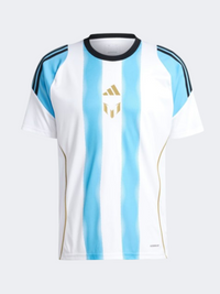 تيشيرت كرة قدم رجالي Adidas Messi أبيض/أزرق لامع