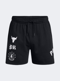 Under Armour بروجكت روك تيري شورت تدريب رجالي أسود/أبيض