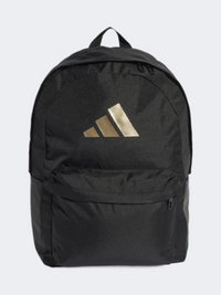 Adidas حقيبة ظهر نسائية للتدريب بتصميم كلاسيكي 3 خطوط أسود/ذهبي معدني