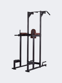Fitness Factory برج تمرين الذقن والغطس ورفع الركبة العمودي مقعد بناء الجسم أسود