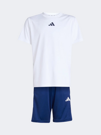 Adidas طقم رياضي أولاد Essentials 3 Stripes أبيض/أزرق غامق