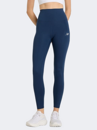 New Balance Harmony High Rise Leggings Women Performance 7/8 Tight Navy Blue